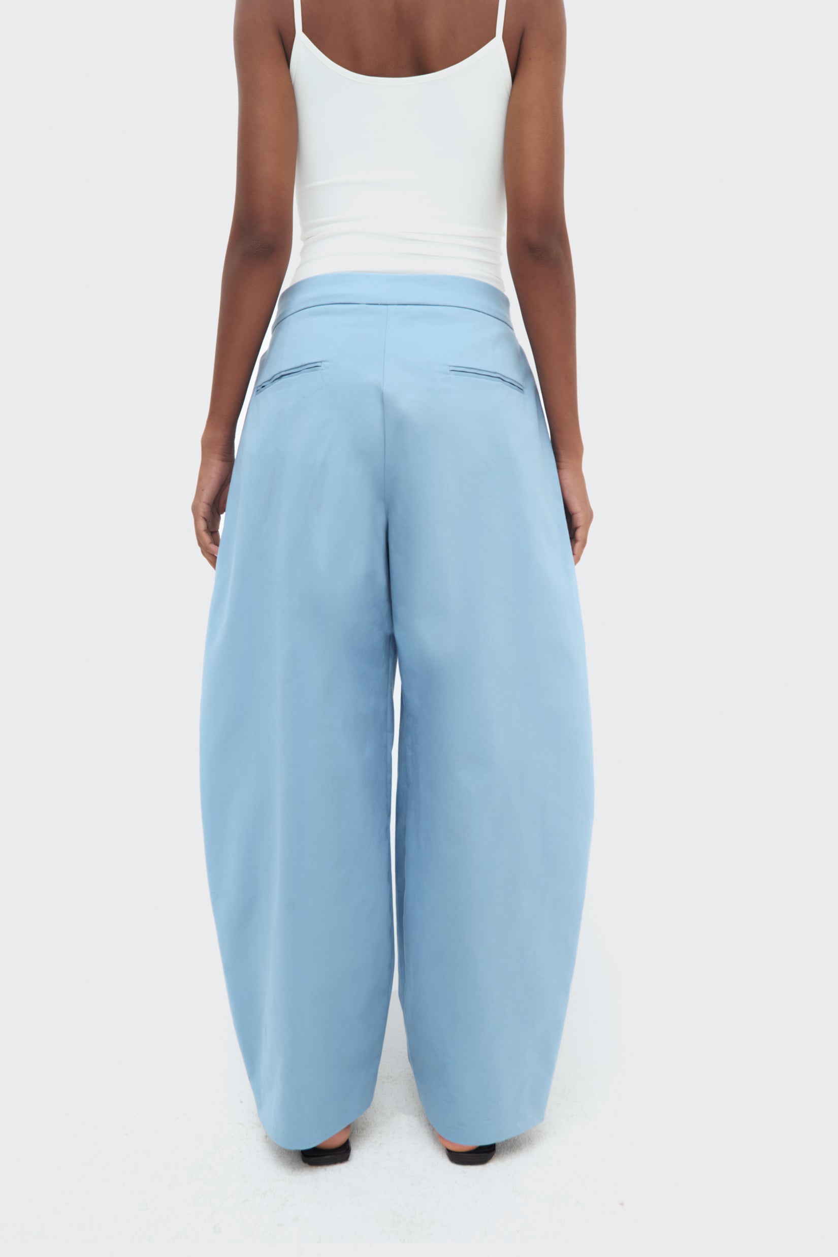 Back View Balloon Trousers by Olga Fisch – cotton gabardine pants with balloon silhouette