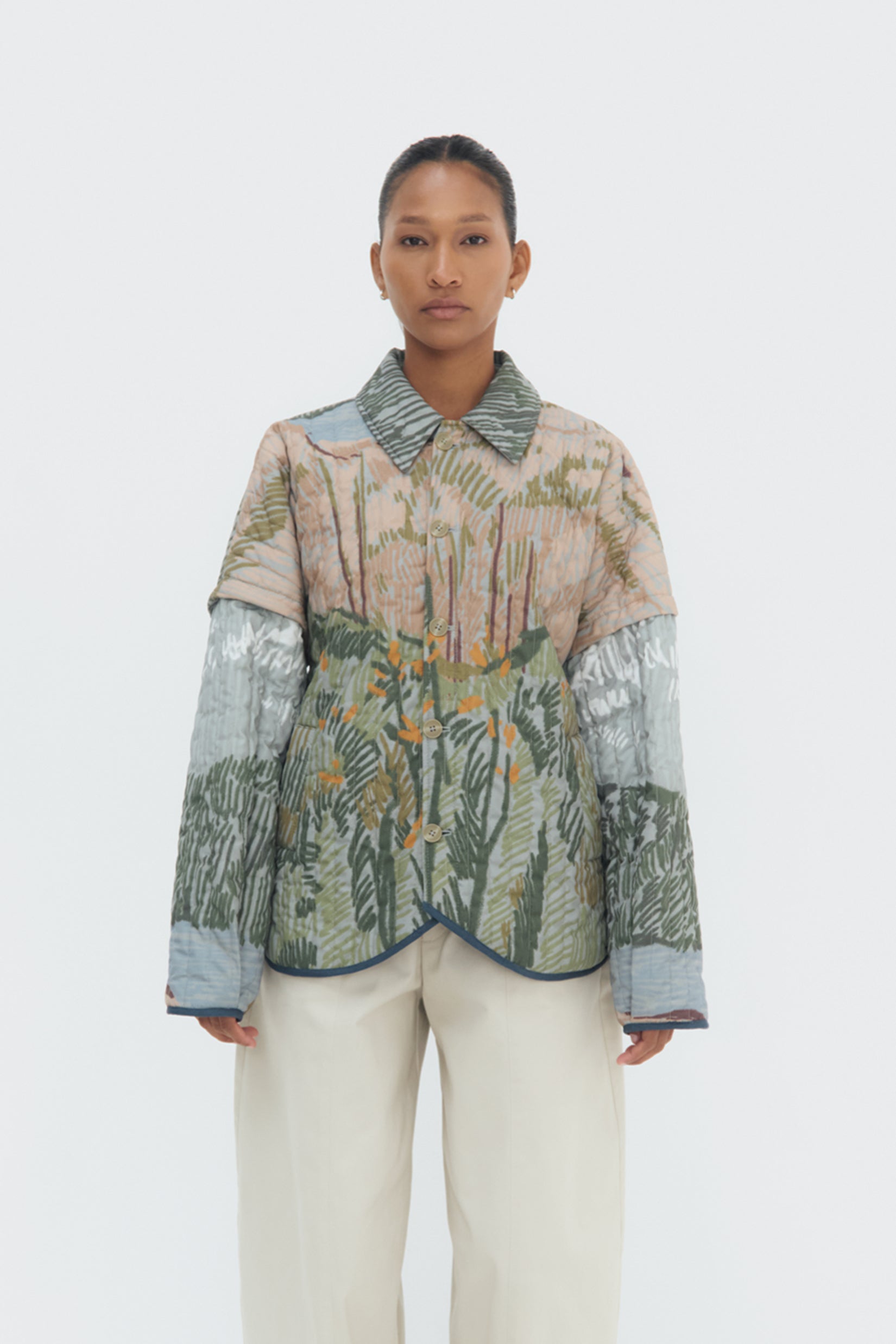 Bruma Quilted Jacket by Olga Fisch – unisex cotton jacket with Andean-inspired print