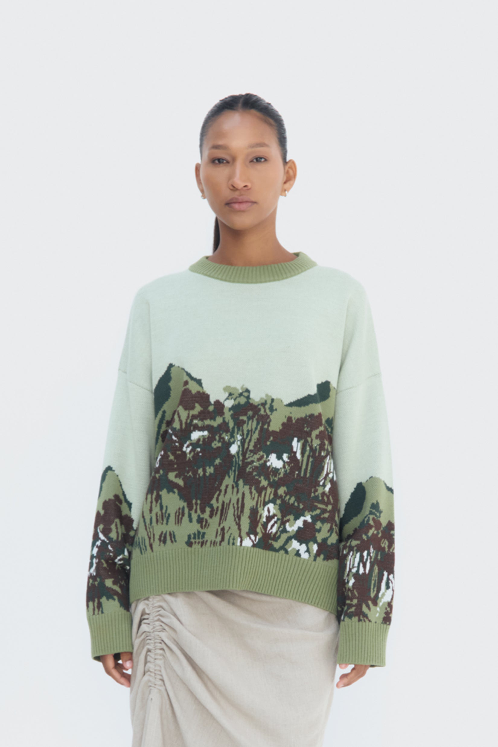 Jungla Sweater by Olga Fisch – cotton-viscose knit with abstract  landscape design