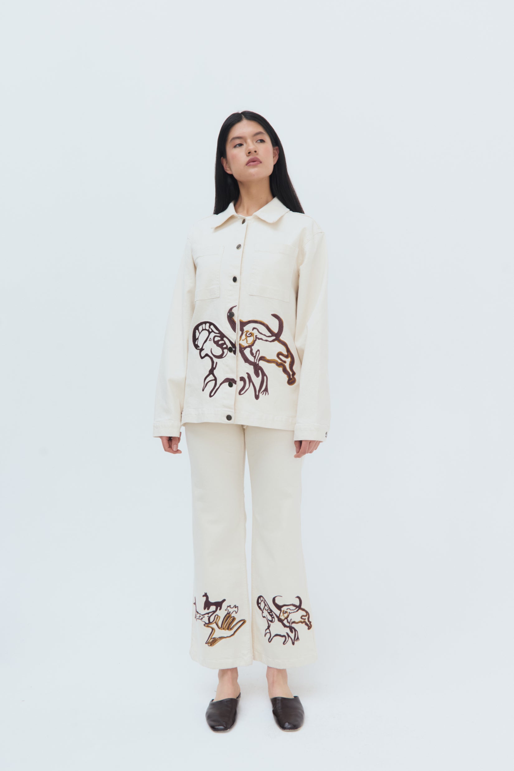 Total View Mammout Jeans by Olga Fisch – flared embroidered cotton denim pants