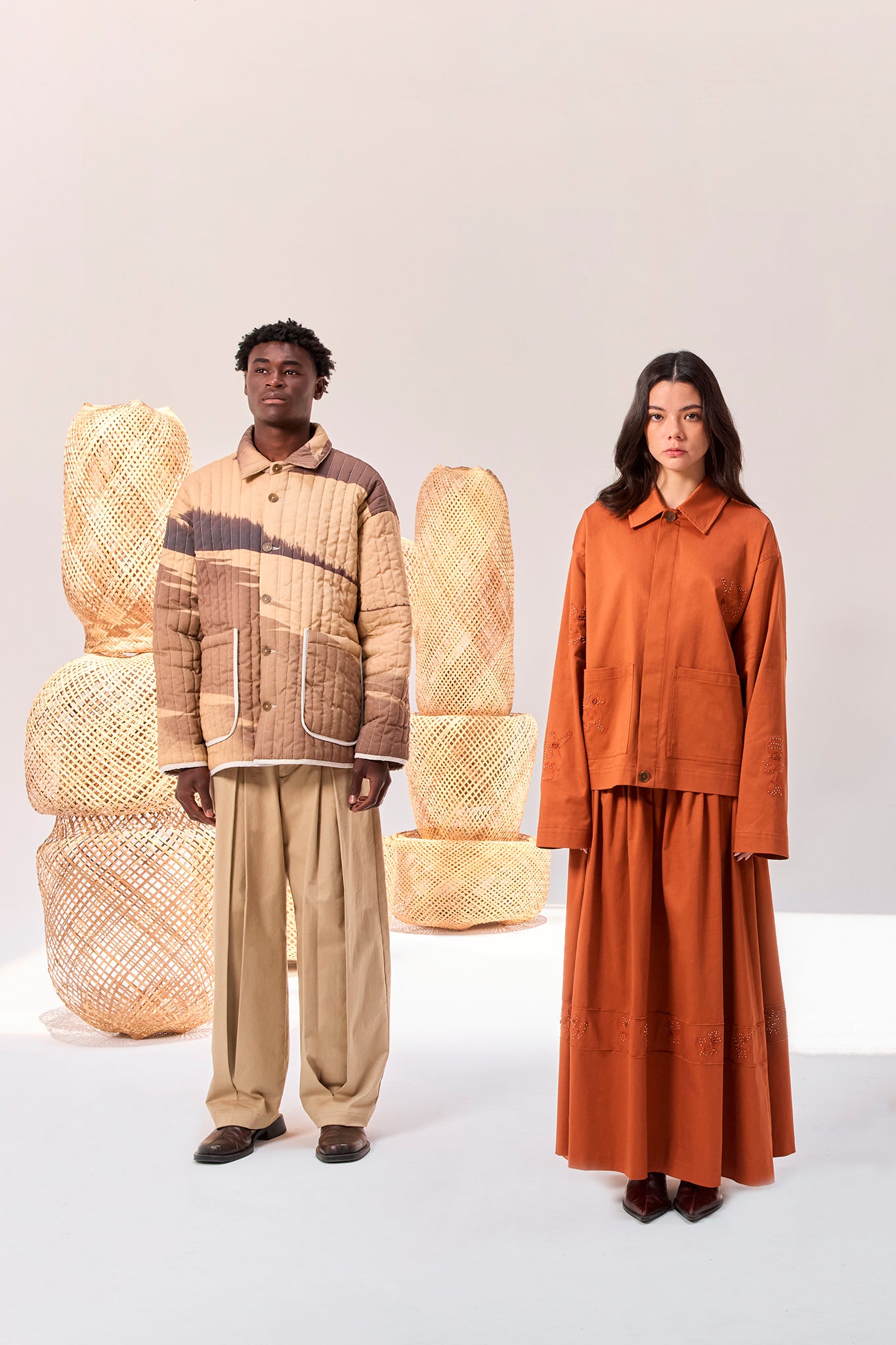 Editorial image featuring the Palmira Quilted Jacket and Tolita Utility Jacket.