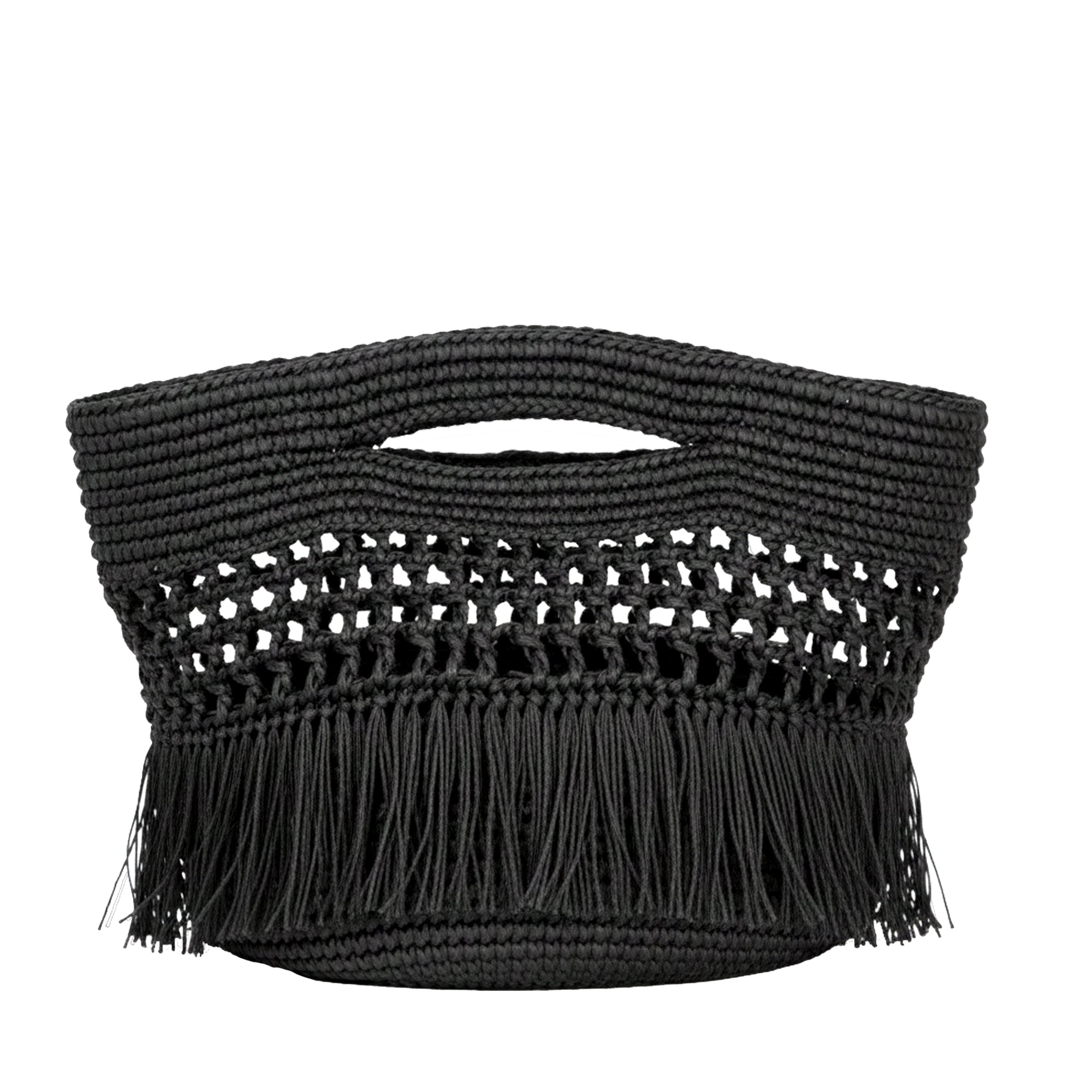 Paola Toquilla Straw Clutch Black