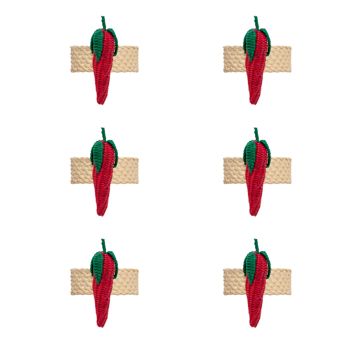 Toquilla Straw Red CHili Napkin Rings