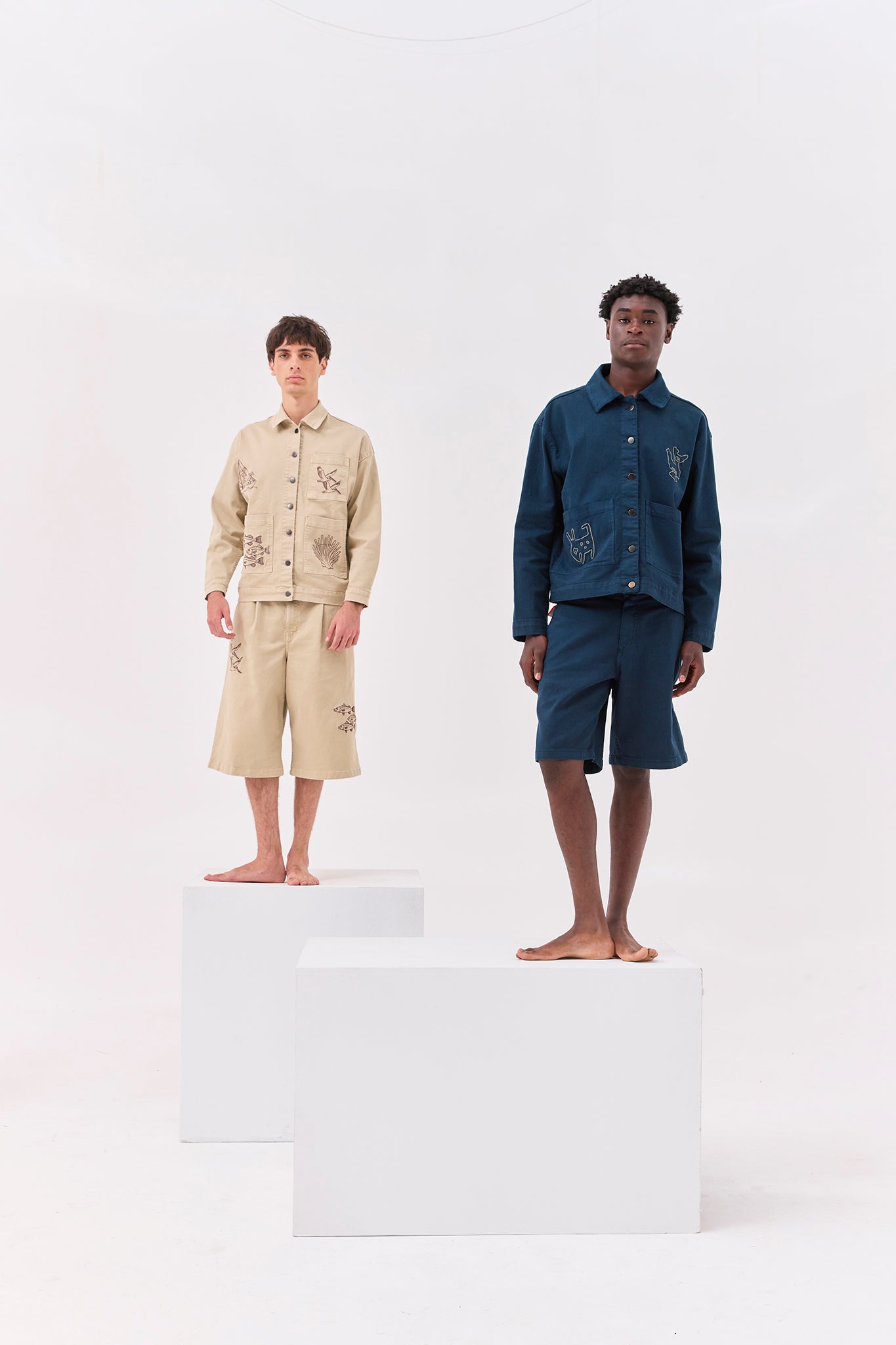 Editorial image featuring the Tolita Denim Utility Jacket and the Salango Workman Jacket.