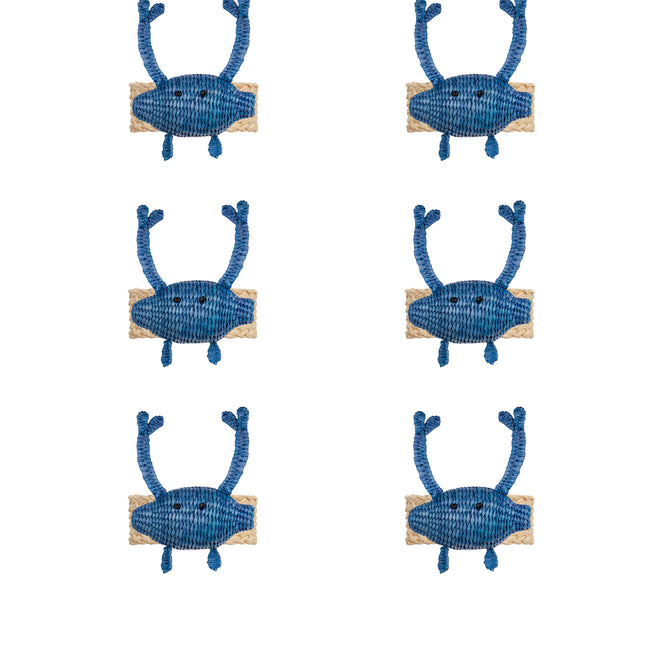 Toquilla Straw Blue Crab Napkin Rings