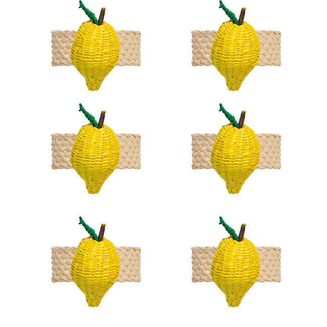 Toquilla Straw Lemon Napkin Rings