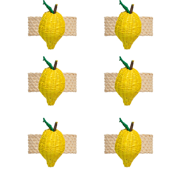 Toquilla Straw Lemon Napkin Rings