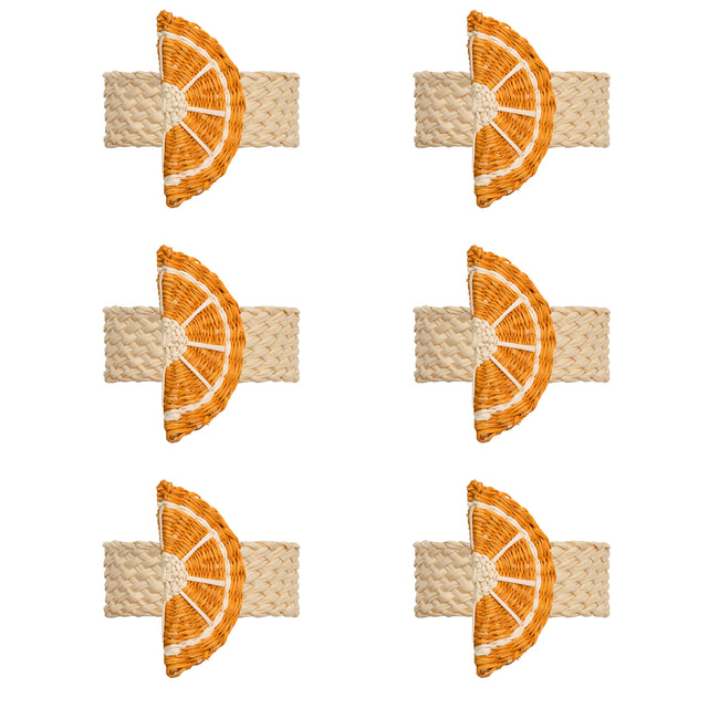 Toquilla Straw Orange Napkin Rings