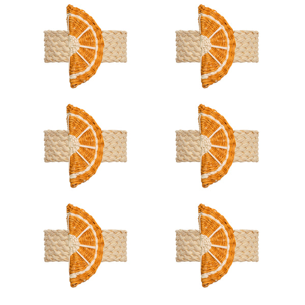 Toquilla Straw Orange Napkin Rings