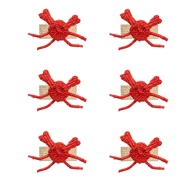 Toquilla Straw Red Crab Napkin Rings