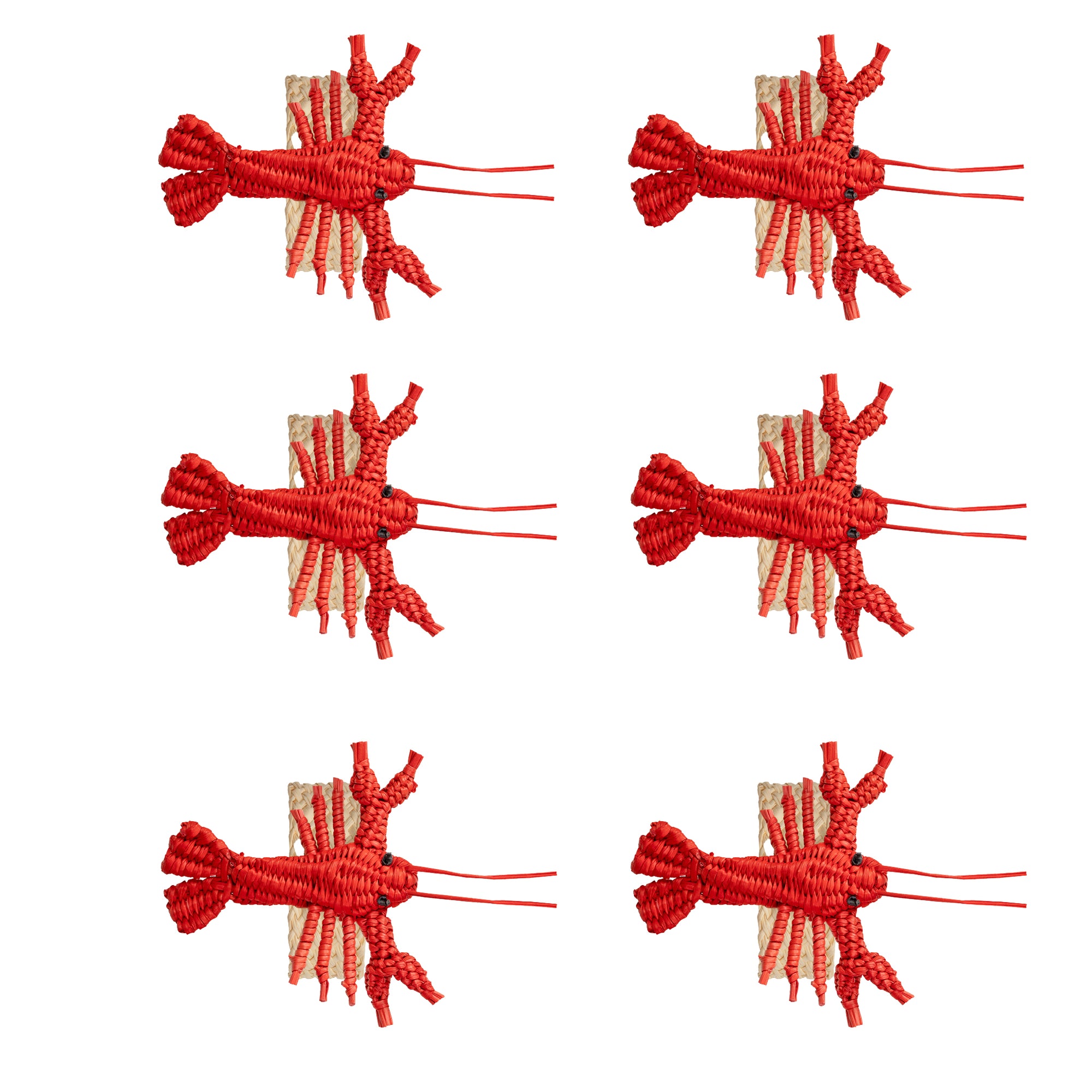 Toquilla Straw Red Lobster Napkin Rings